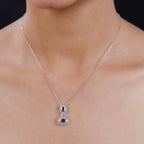 African Ruby & Natural Zircon Pendant with Chain (Size 20) in Platinum Overlay Sterling Silver 1.69 Ct.
