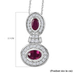 African Ruby & Natural Zircon Pendant with Chain (Size 20) in Platinum Overlay Sterling Silver 1.69 Ct.