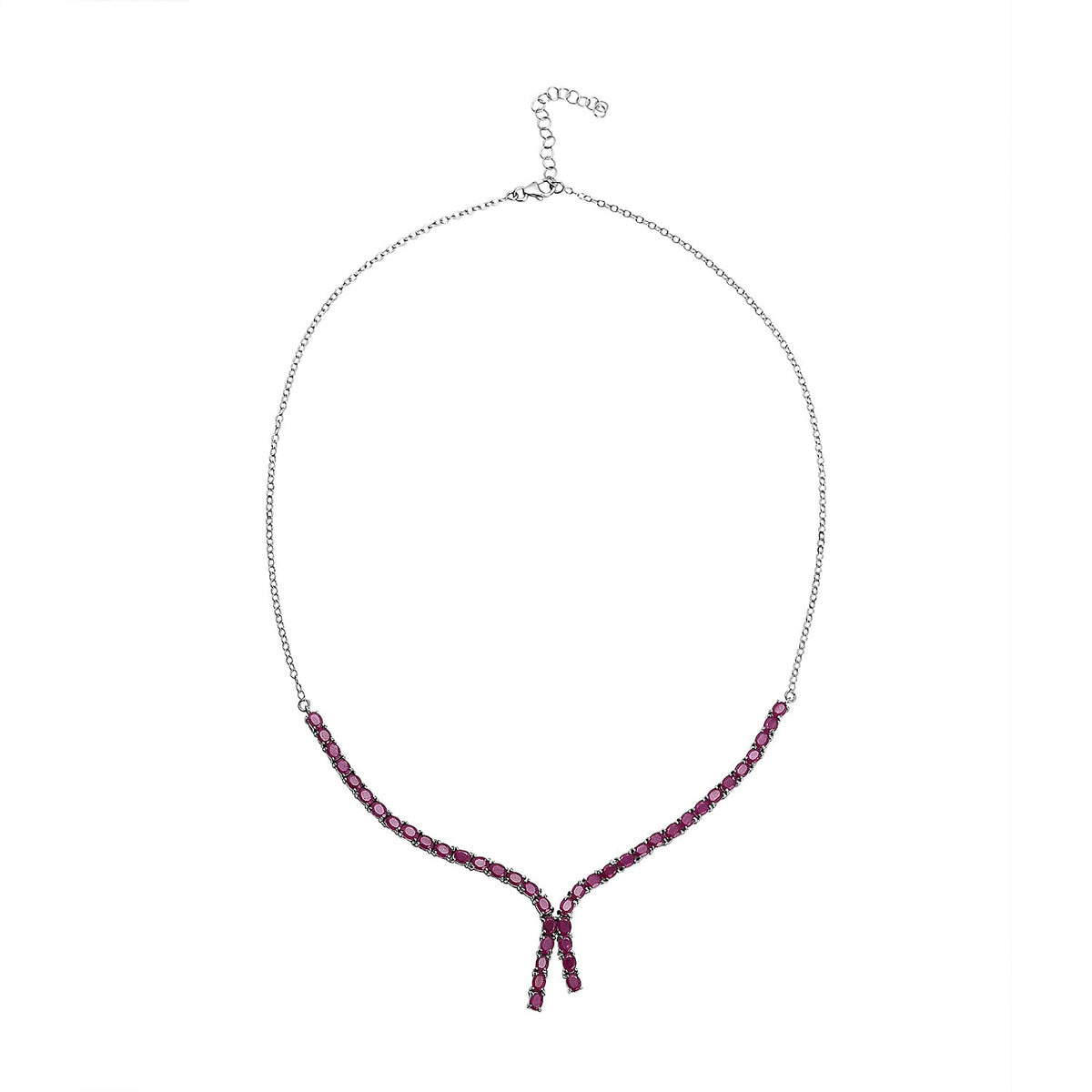 African Ruby Necklace (Size 19-2) in Rhodium Overlay Sterling Silver 10.75 Ct, Silver Wt. 7.56 Gms 7256097 0