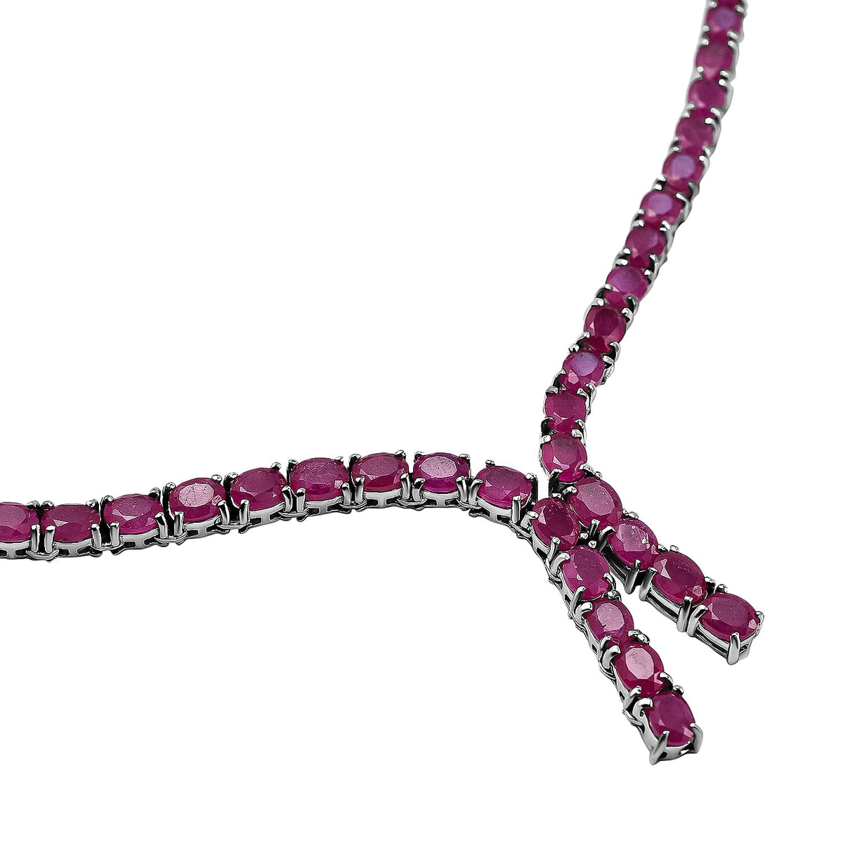 African Ruby Necklace (Size 19-2) in Rhodium Overlay Sterling Silver 10.75 Ct, Silver Wt. 7.56 Gms 7256097 3