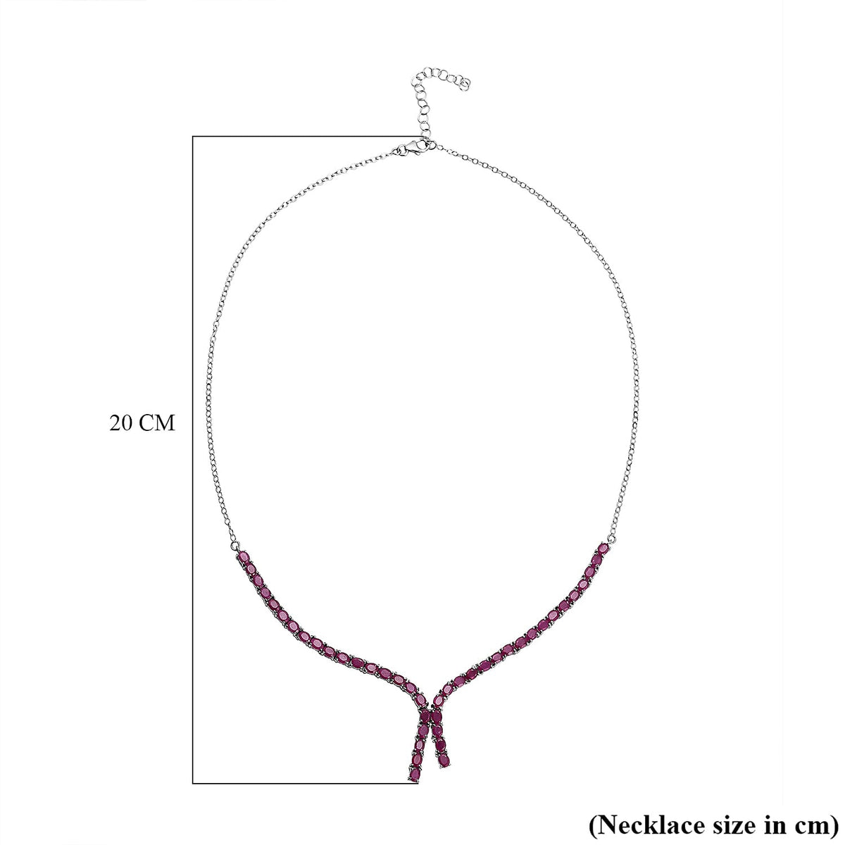 African Ruby Necklace (Size 19-2) in Rhodium Overlay Sterling Silver 10.75 Ct, Silver Wt. 7.56 Gms 7256097 5
