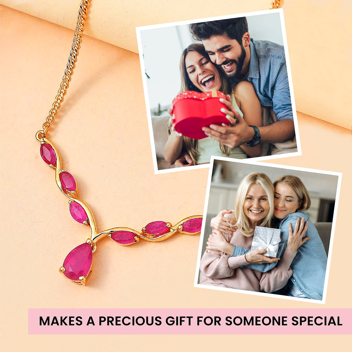 African Ruby Necklace (Size - 20) in 18K Vermeil Yellow Gold Plated Sterling Silver 2.50 Ct, Silver Wt 6.26 Gms 7564960 2