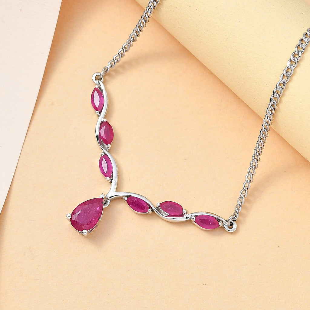 African Ruby Necklace (Size - 20) in Platinum Overlay Sterling Silver 2.50 Ct, Silver Wt. 8.03 Gms.
