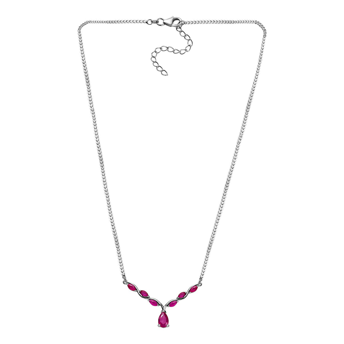 African Ruby Necklace (Size - 20) in Platinum Overlay Sterling Silver 7564959 4