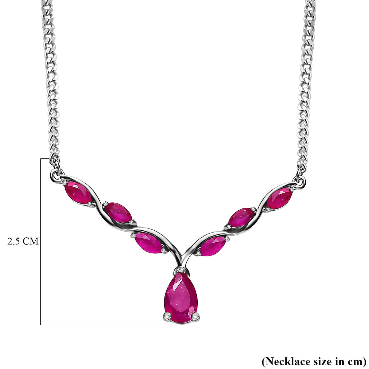 African Ruby Necklace (Size - 20) in Platinum Overlay Sterling Silver 7564959 6