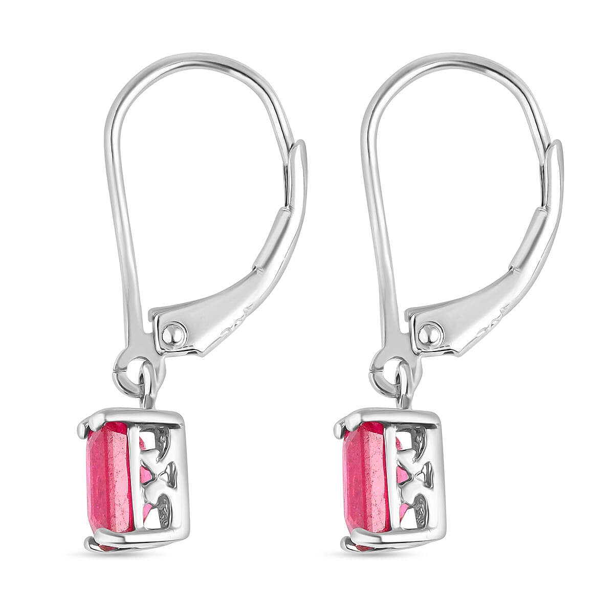 African Ruby (Oct) Lever Back Earrings in Rhodium Sterling Silver    2.0 Ct. 2238189 2