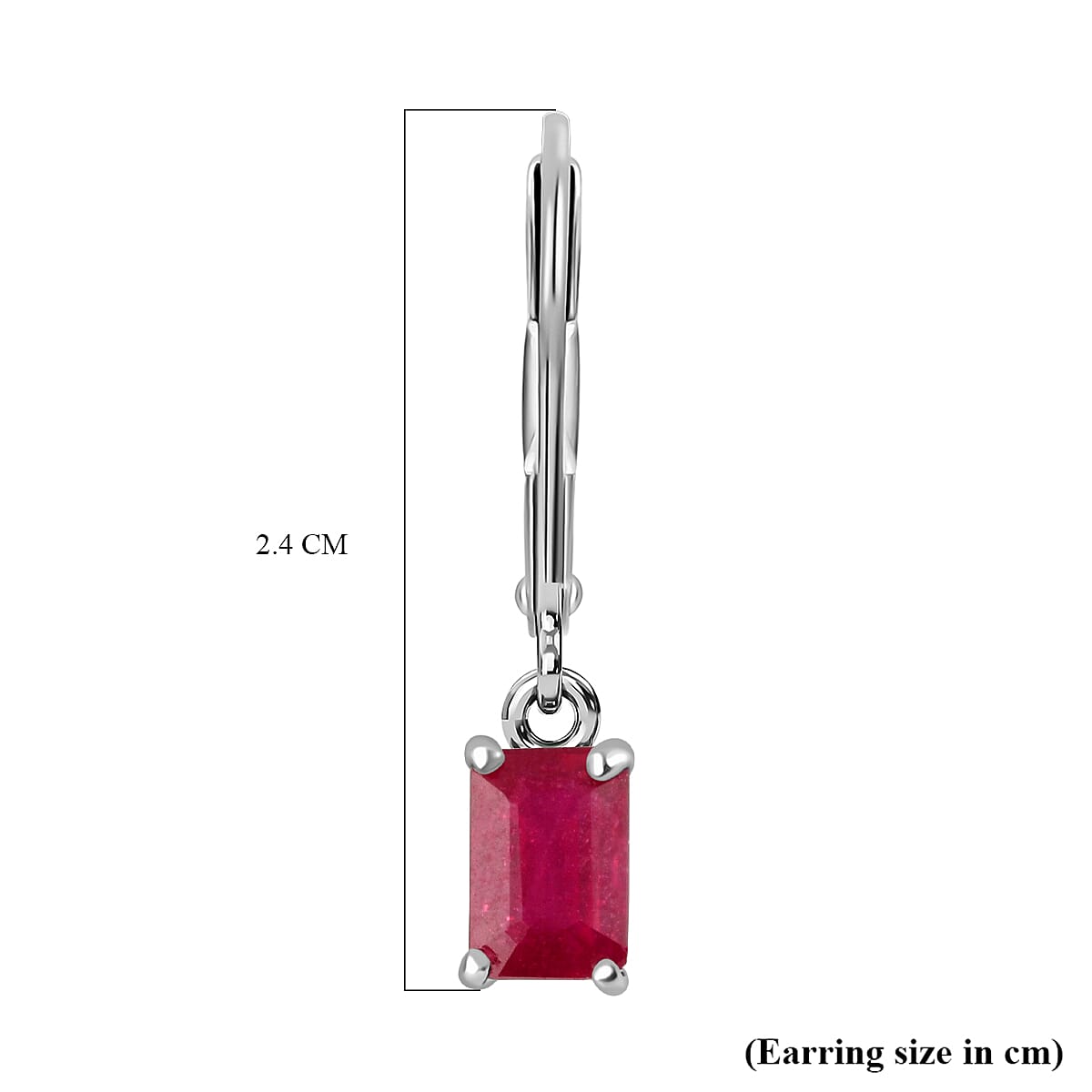 African Ruby (Oct) Lever Back Earrings in Rhodium Sterling Silver    2.0 Ct. 2238189 3