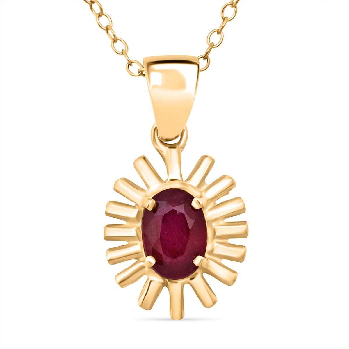 D'Joy African Ruby Pendant with Chain (Size 20) in Yellow Gold Plated Sterling Silver 1.05 Ct. 4423553 0