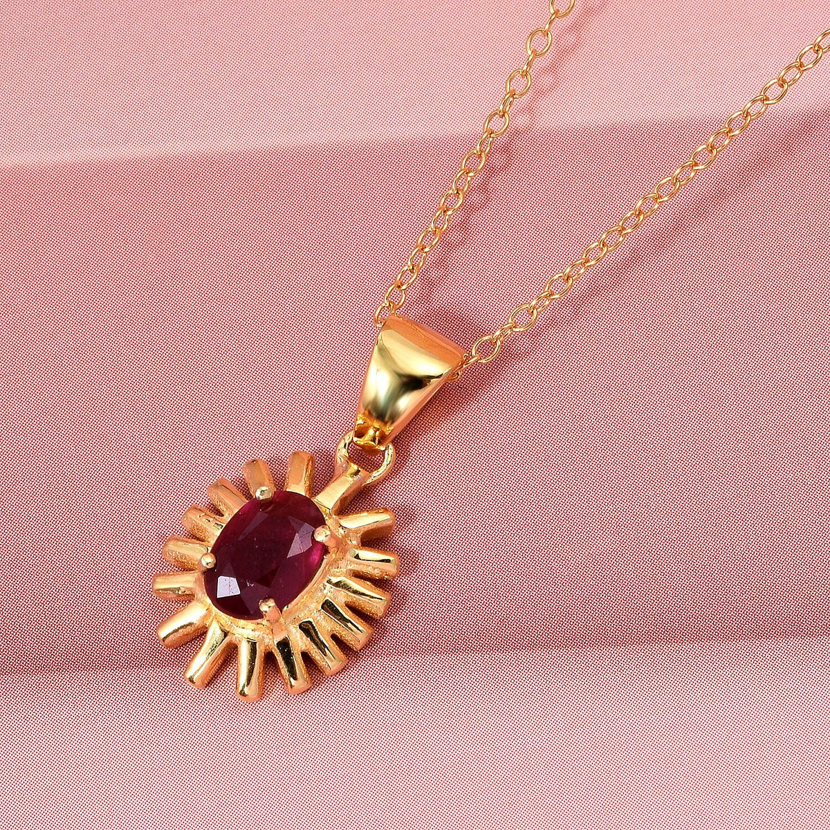 D'Joy African Ruby Pendant with Chain (Size 20) in Yellow Gold Plated Sterling Silver 1.05 Ct. 4423553 3