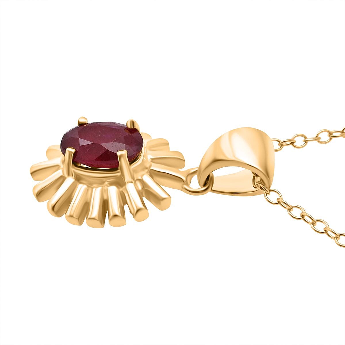 D'Joy African Ruby Pendant with Chain (Size 20) in Yellow Gold Plated Sterling Silver 1.05 Ct. 4423553 4