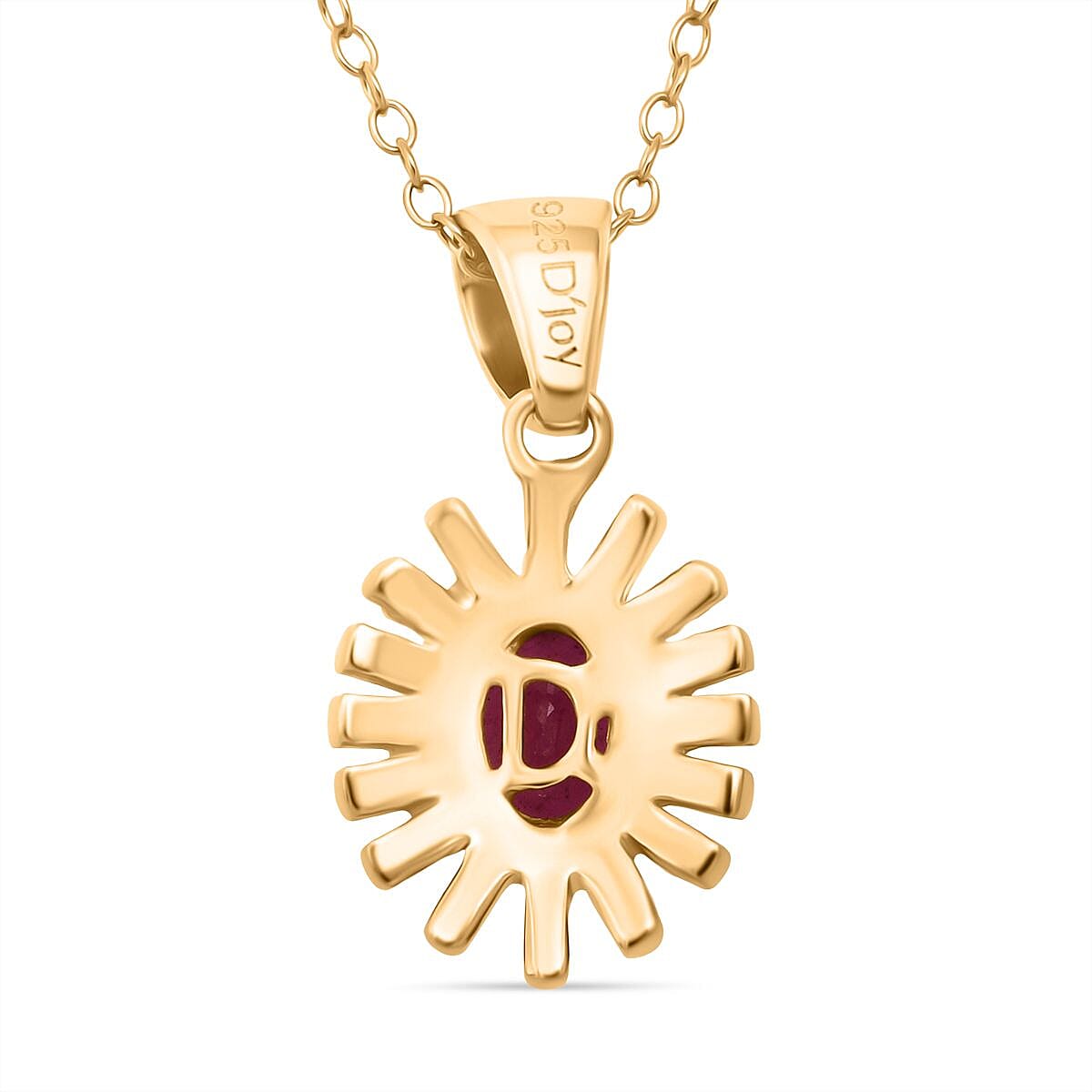 D'Joy African Ruby Pendant with Chain (Size 20) in Yellow Gold Plated Sterling Silver 1.05 Ct. 4423553 5