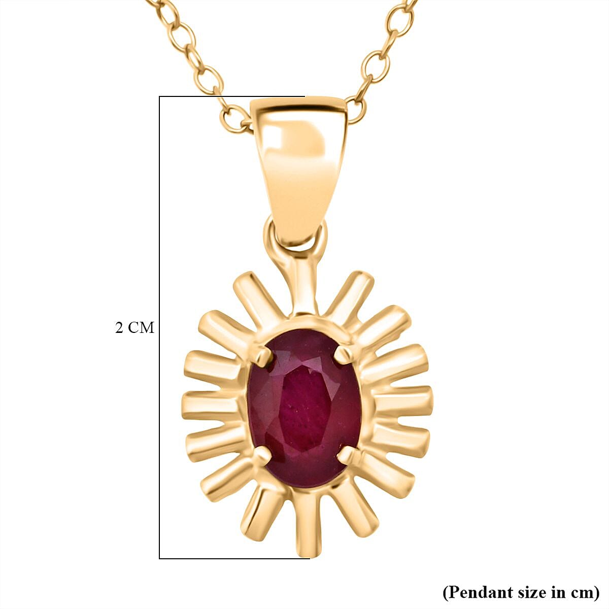 D'Joy African Ruby Pendant with Chain (Size 20) in Yellow Gold Plated Sterling Silver 1.05 Ct. 4423553 6