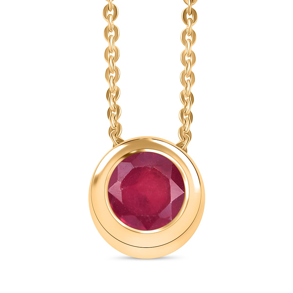 D'joy African Ruby Solitaire Pendant with Chain (Size 20) in Yellow Gold Plated Sterling Silver 1.23 Ct. 4415108 0