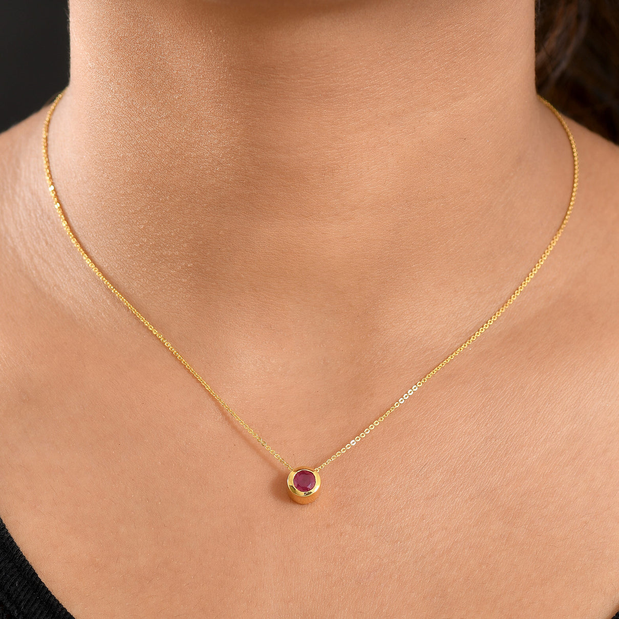 D'joy African Ruby Solitaire Pendant with Chain (Size 20) in Yellow Gold Plated Sterling Silver 1.23 Ct. 4415108 2