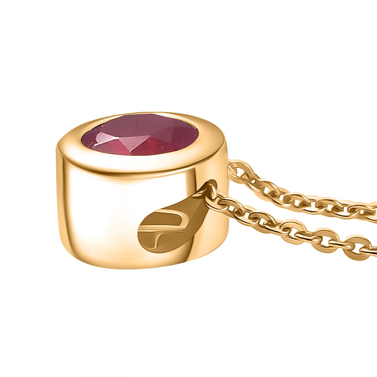 D'joy African Ruby Solitaire Pendant with Chain (Size 20) in Yellow Gold Plated Sterling Silver 1.23 Ct. 4415108 4