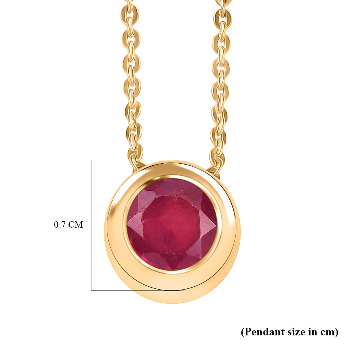 D'joy African Ruby Solitaire Pendant with Chain (Size 20) in Yellow Gold Plated Sterling Silver 1.23 Ct. 4415108 7