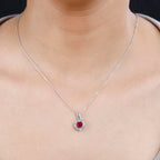 African Ruby Heart Pendant with Chain (Size 20) in Platinum Overlay Sterling Silver 1.20 Ct.