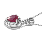 African Ruby Heart Pendant with Chain (Size 20) in Platinum Overlay Sterling Silver 1.20 Ct.