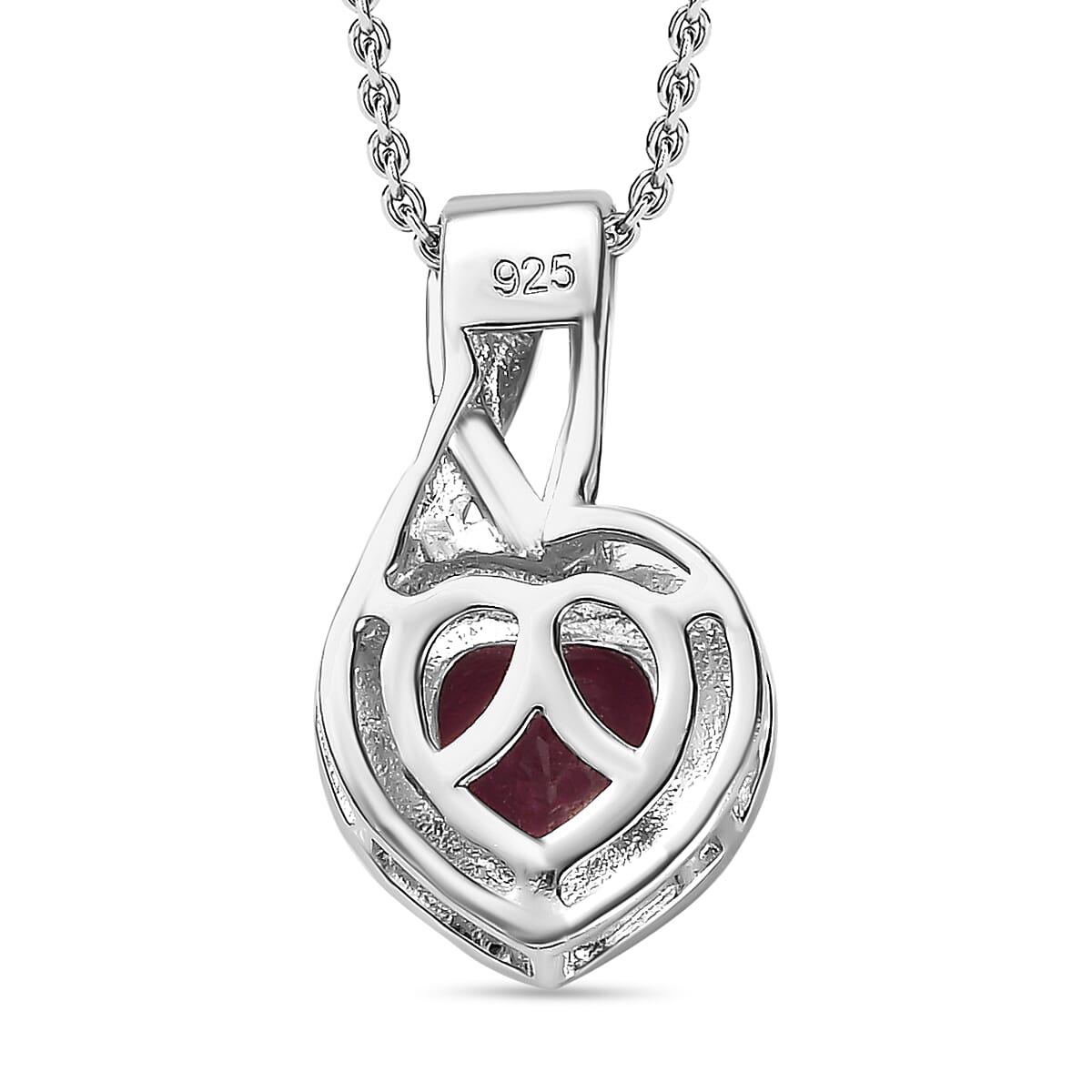 African Ruby Heart Pendant with Chain (Size 20) in Platinum Overlay Sterling Silver 1.20 Ct. 4251741 3