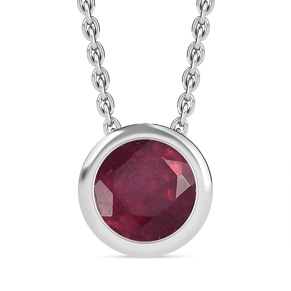 African Ruby Pendant with Chain (Size 20) in Rhodium Overlay Sterling Silver  1.300  Ct.