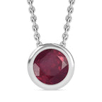 African Ruby Pendant with Chain (Size 20) in Rhodium Overlay Sterling Silver  1.300  Ct.