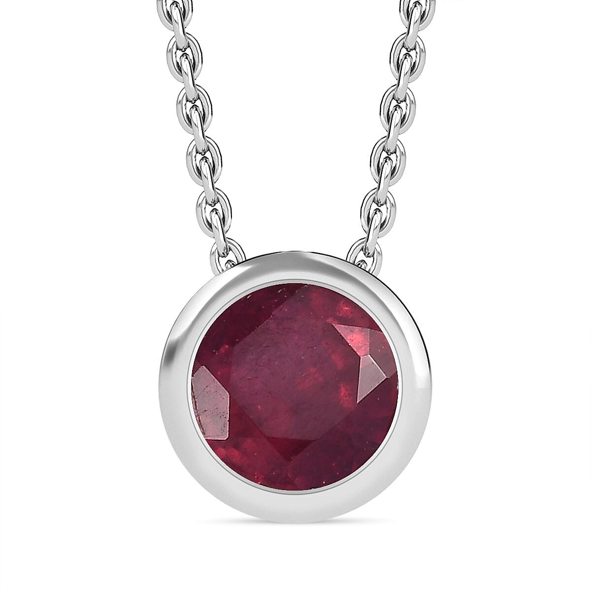 African Ruby Pendant with Chain (Size 20) in Rhodium Overlay Sterling Silver  1.300  Ct. 4270873 0