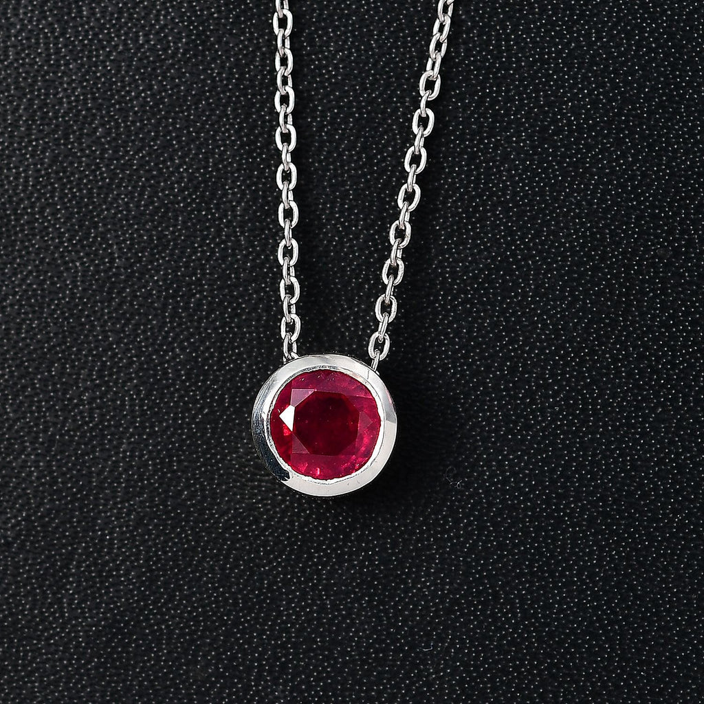 African Ruby Pendant with Chain (Size 20) in Rhodium Overlay Sterling Silver  1.300  Ct.