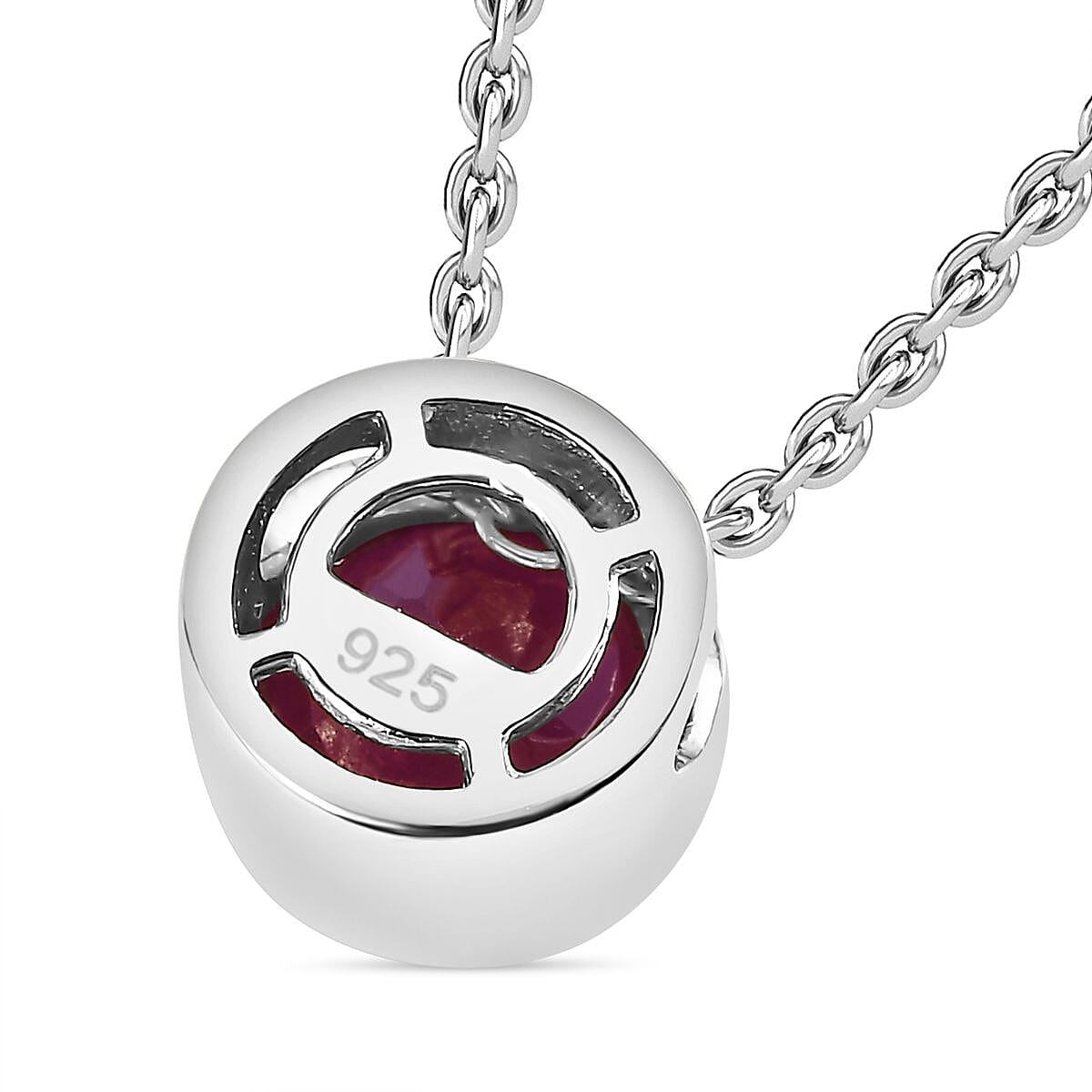 African Ruby Pendant with Chain (Size 20) in Rhodium Overlay Sterling Silver  1.300  Ct. 4270873 5