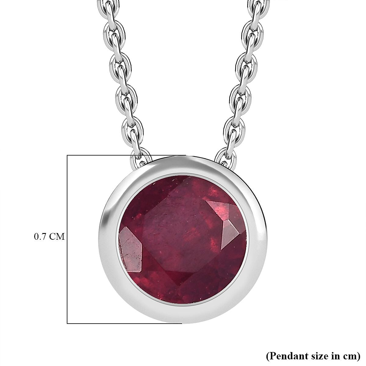 African Ruby Pendant with Chain (Size 20) in Rhodium Overlay Sterling Silver  1.300  Ct. 4270873 6