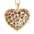 African Ruby Heart Pendant with Chain (Size 20) in 18K Vermeil YG Plated Sterling Silver 19.10 Ct.