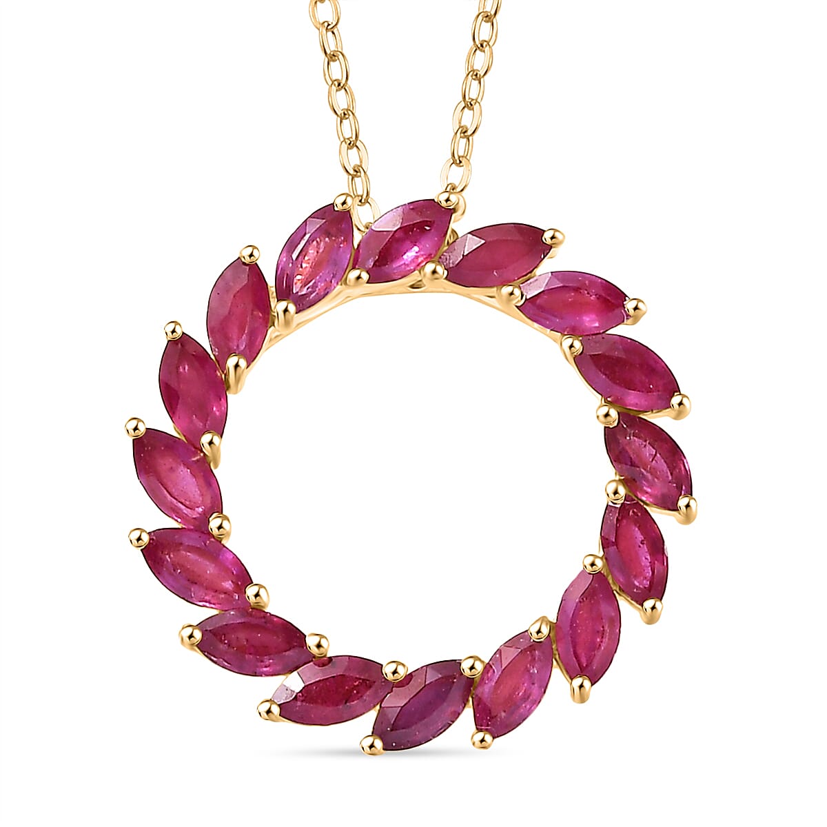 D'joy African Ruby Circle of Life Pendant with Chain (Size 20) in Yellow Gold Plated Sterling Silver 1.59 Ct. 4414779 0
