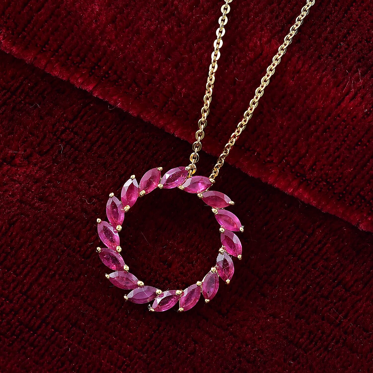 D'joy African Ruby Circle of Life Pendant with Chain (Size 20) in Yellow Gold Plated Sterling Silver 1.59 Ct. 4414779 2