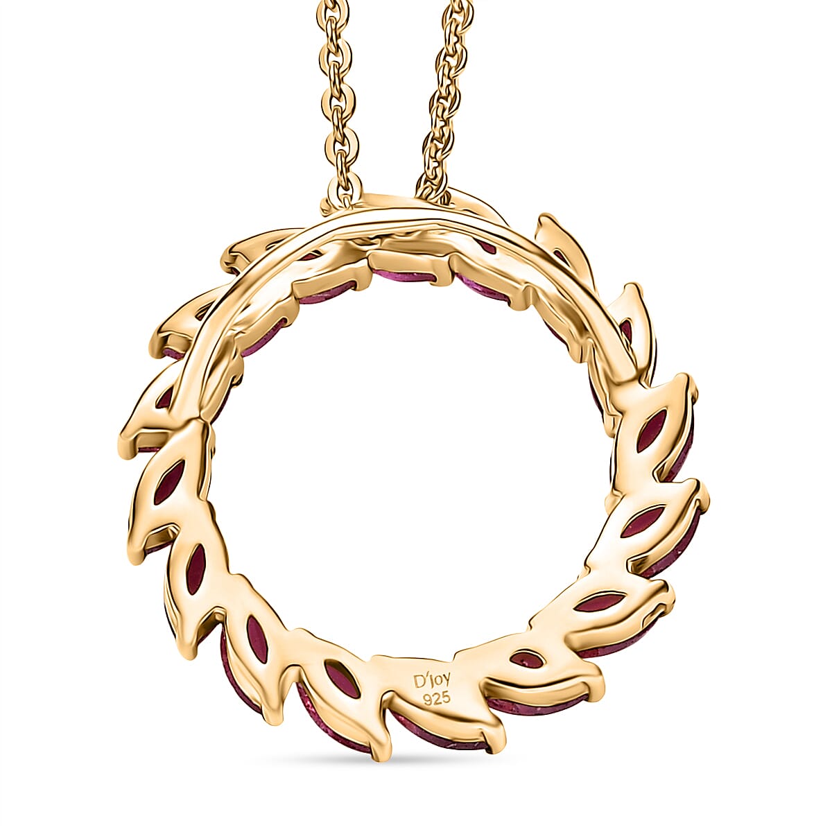 D'joy African Ruby Circle of Life Pendant with Chain (Size 20) in Yellow Gold Plated Sterling Silver 1.59 Ct. 4414779 4