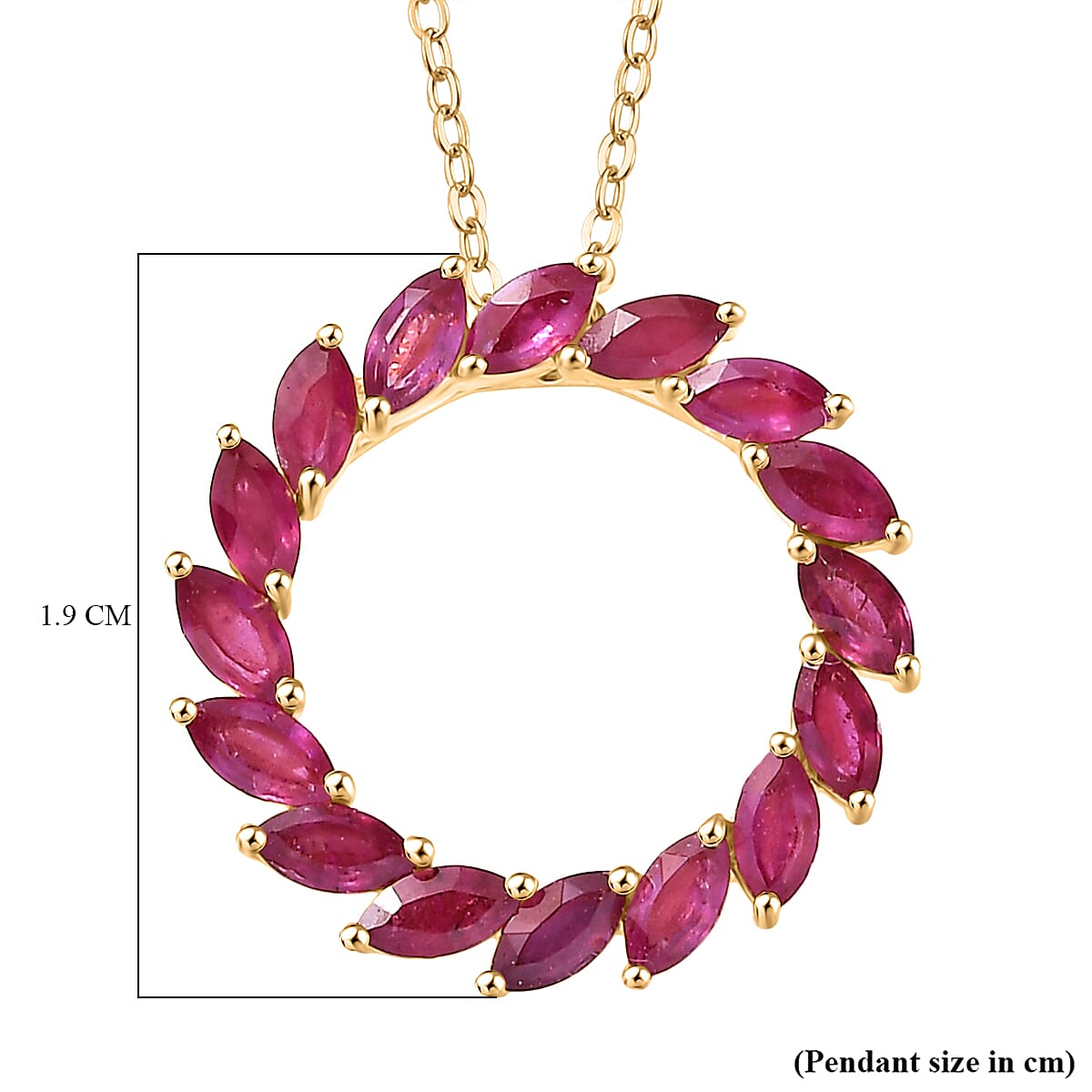 D'joy African Ruby Circle of Life Pendant with Chain (Size 20) in Yellow Gold Plated Sterling Silver 1.59 Ct. 4414779 6