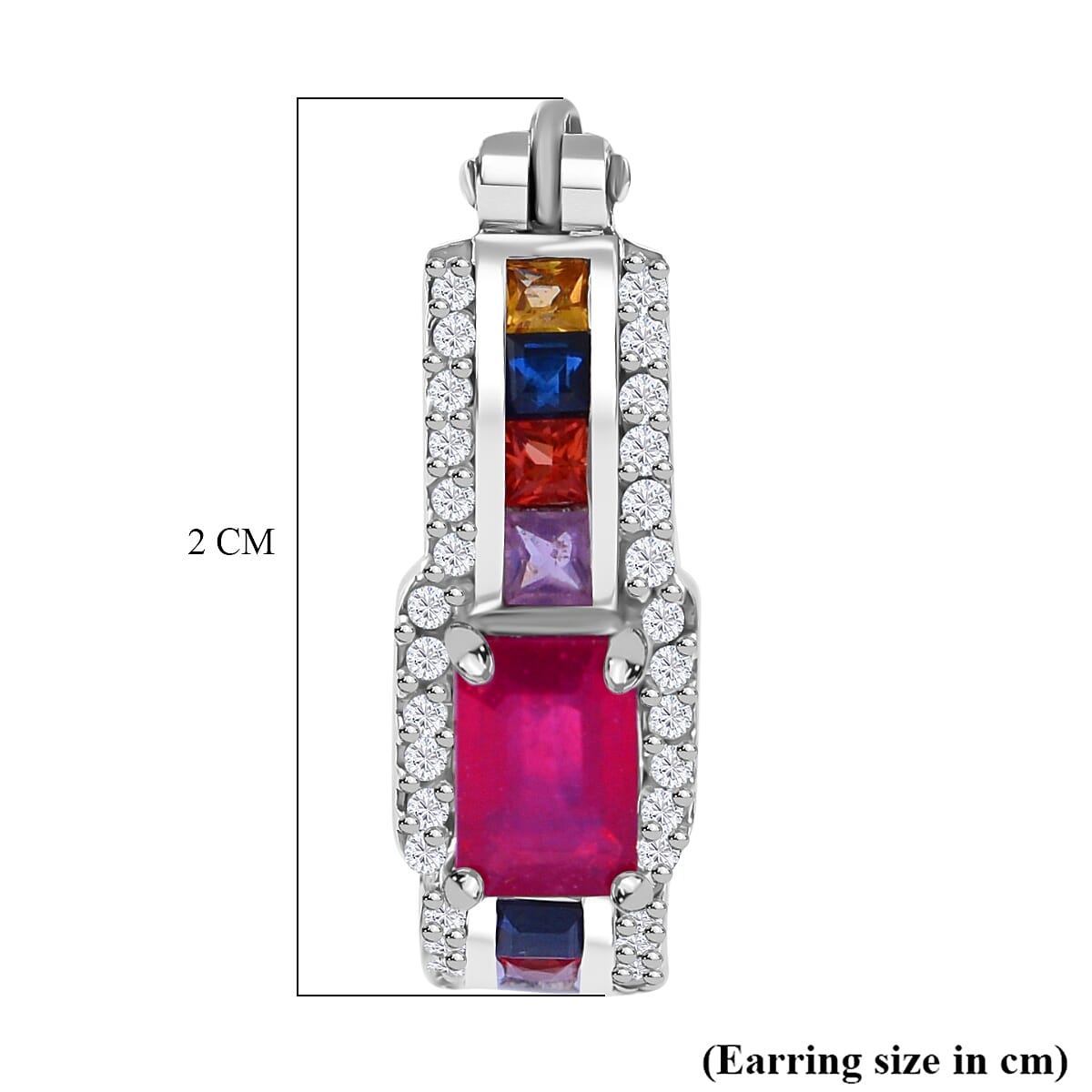 African Ruby, Rainbow Sapphire and Natural Zircon Dangle Earrings in Rhodium Overlay Sterling Silver 7772999 4