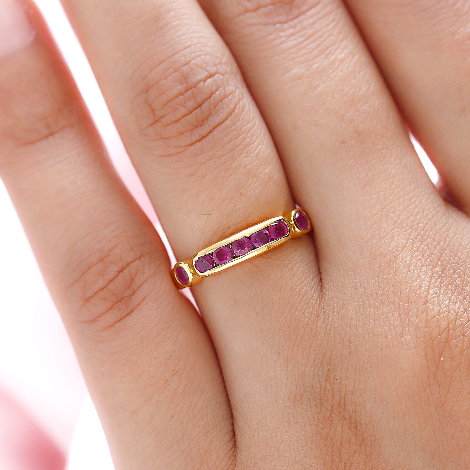 African Ruby Ring in 14K Gold Plated Sterling Silver 8732585 3