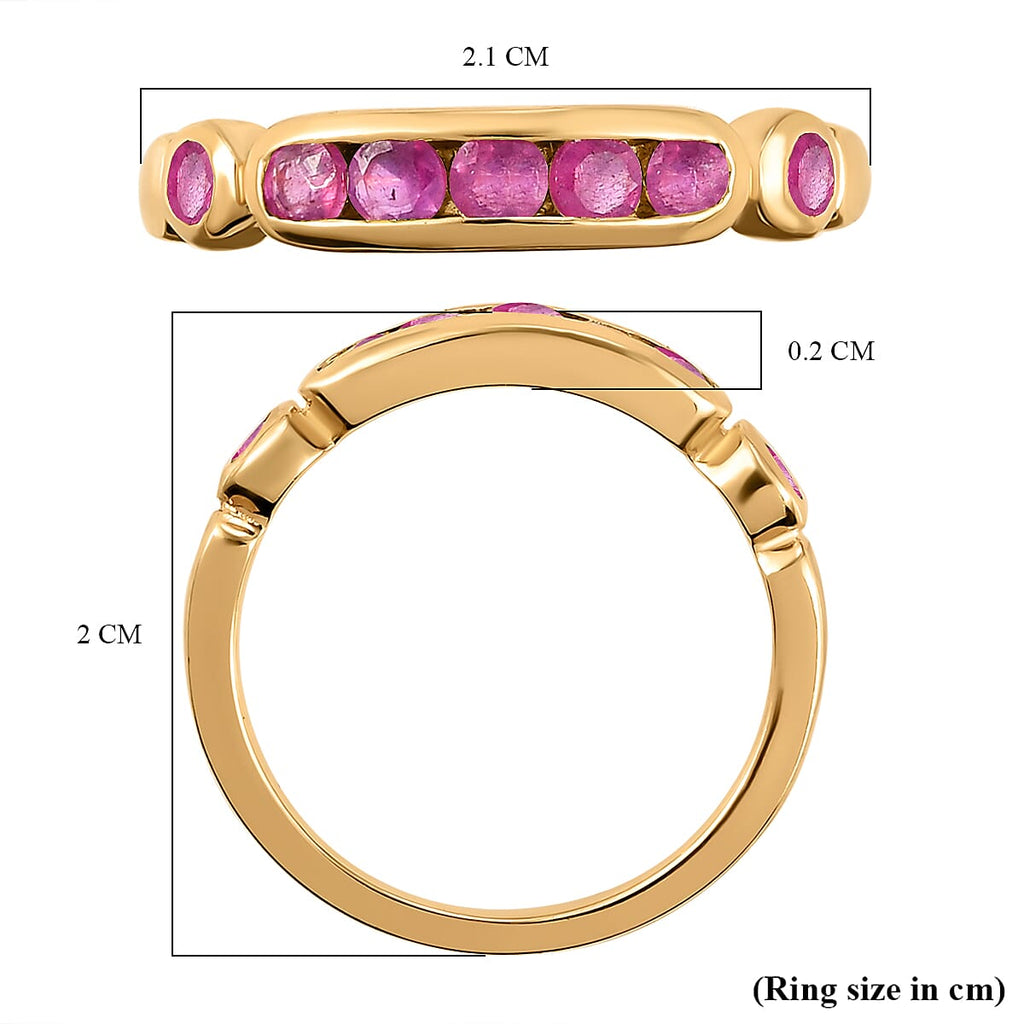 African Ruby (FF) Ring in 18K Vermeil Yellow Gold Plated Sterling Silver