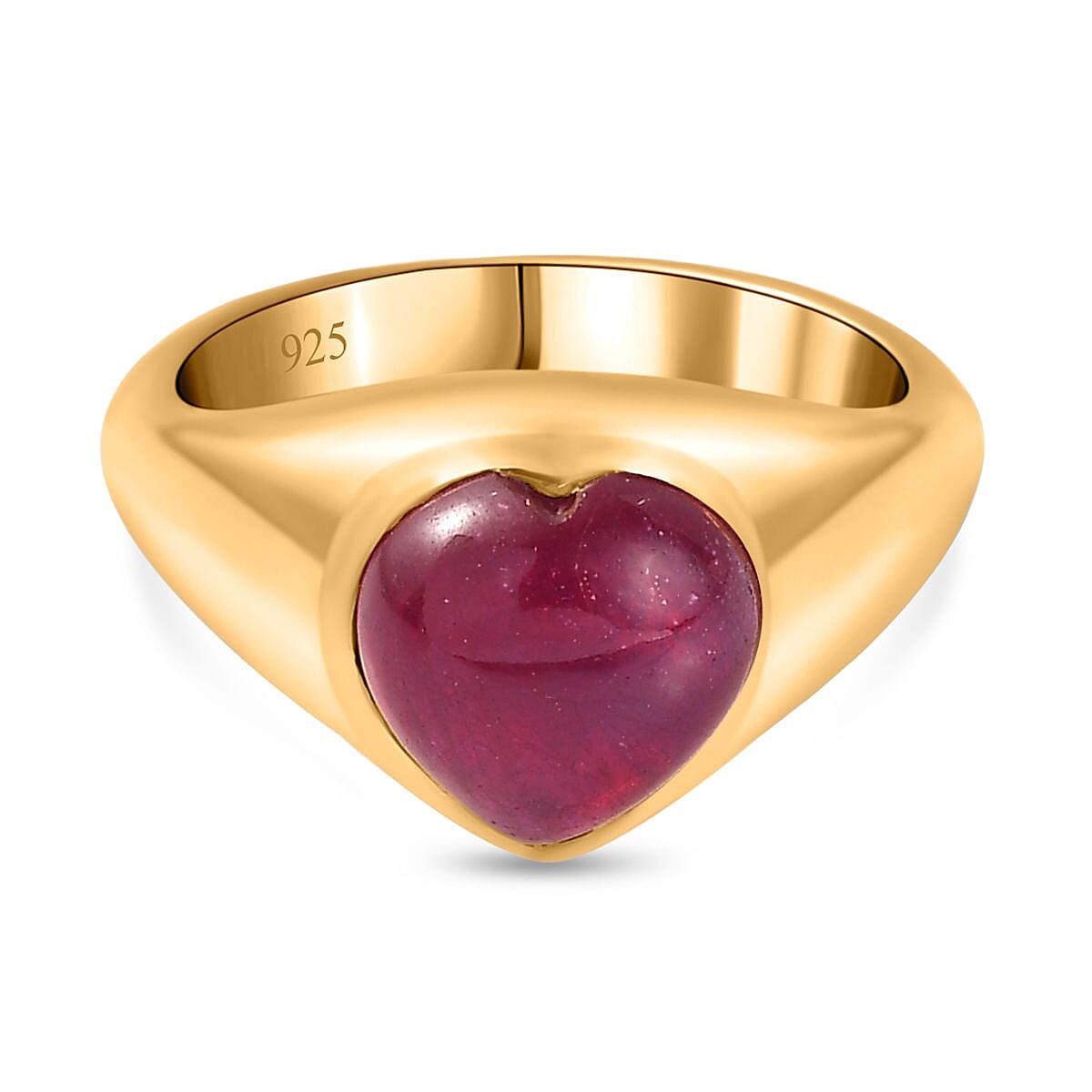 Tucson Special - African Ruby Heart Ring in 18K Vermeil Yellow Gold Plated Sterling Silver 7707625 0