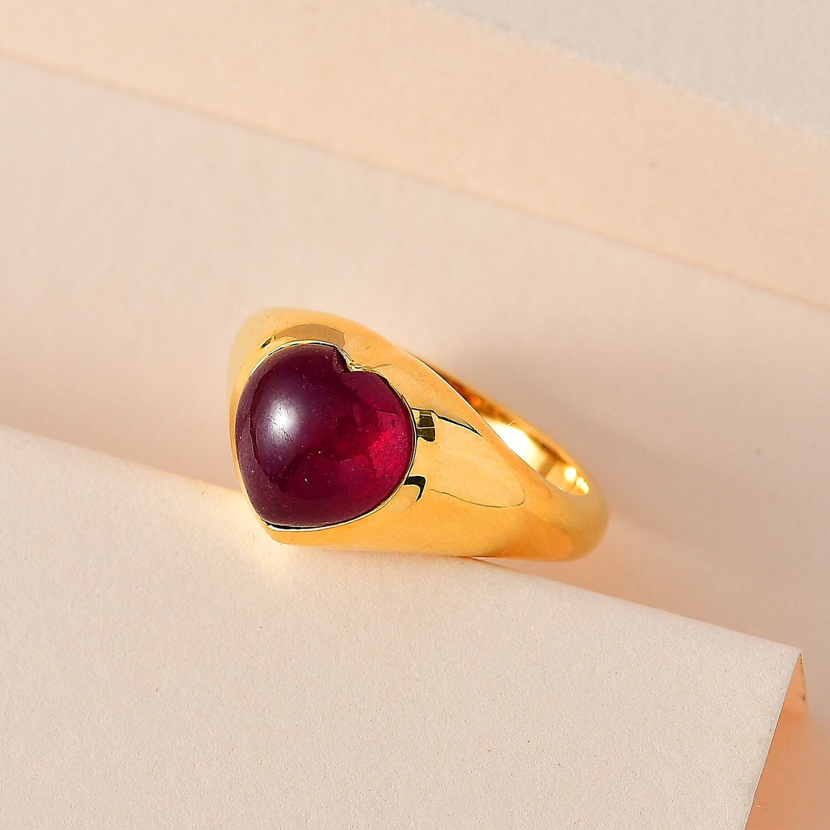Tucson Special - African Ruby Heart Ring in 18K Vermeil Yellow Gold Plated Sterling Silver 7707625 1