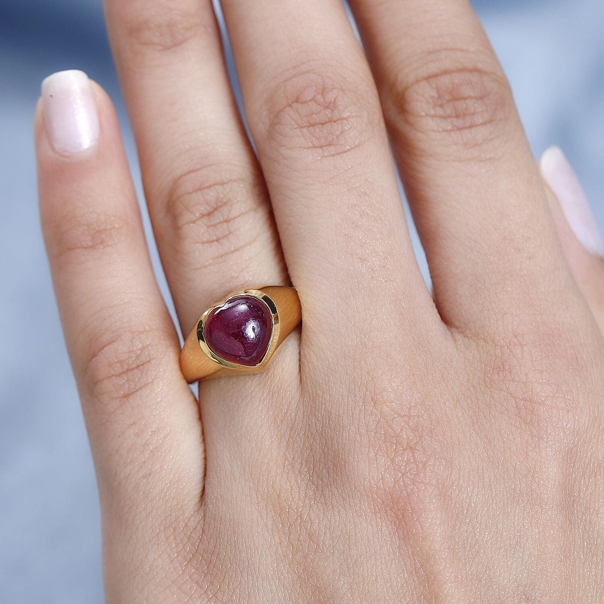Tucson Special - African Ruby Heart Ring in 18K Vermeil Yellow Gold Plated Sterling Silver 7707625 2