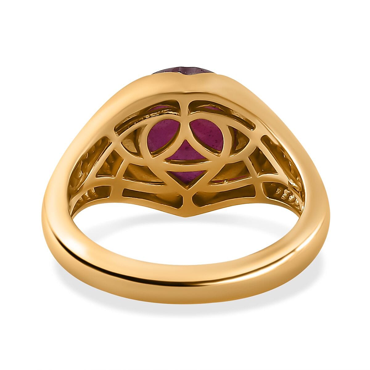 Tucson Special - African Ruby Heart Ring in 18K Vermeil Yellow Gold Plated Sterling Silver 7707625 4