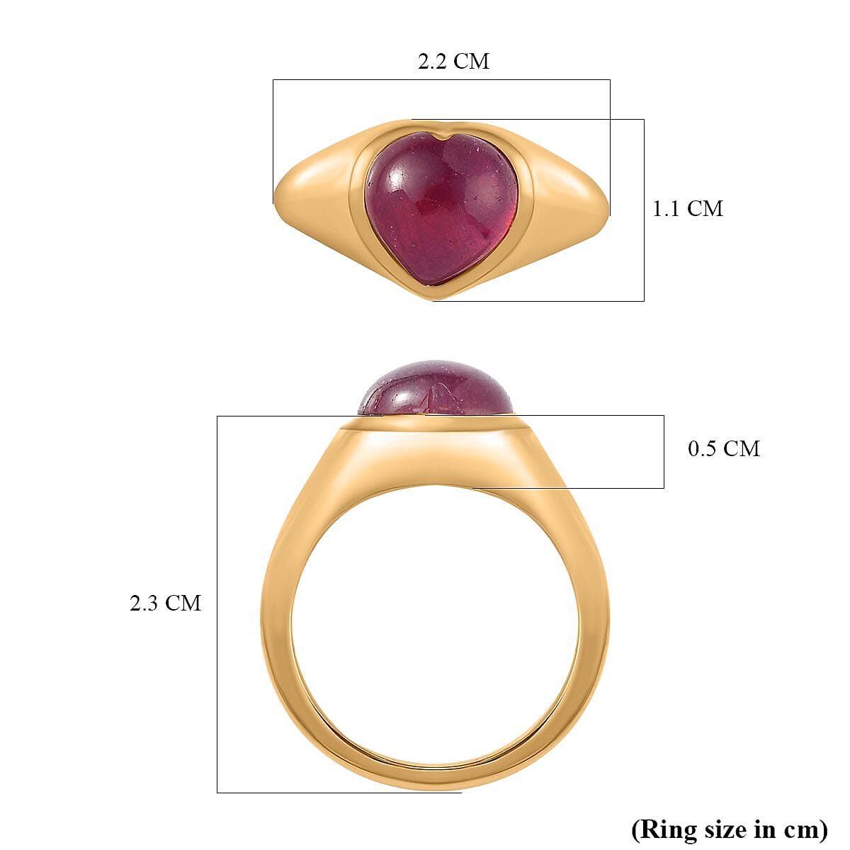 Tucson Special - African Ruby Heart Ring in 18K Vermeil Yellow Gold Plated Sterling Silver 7707625 5