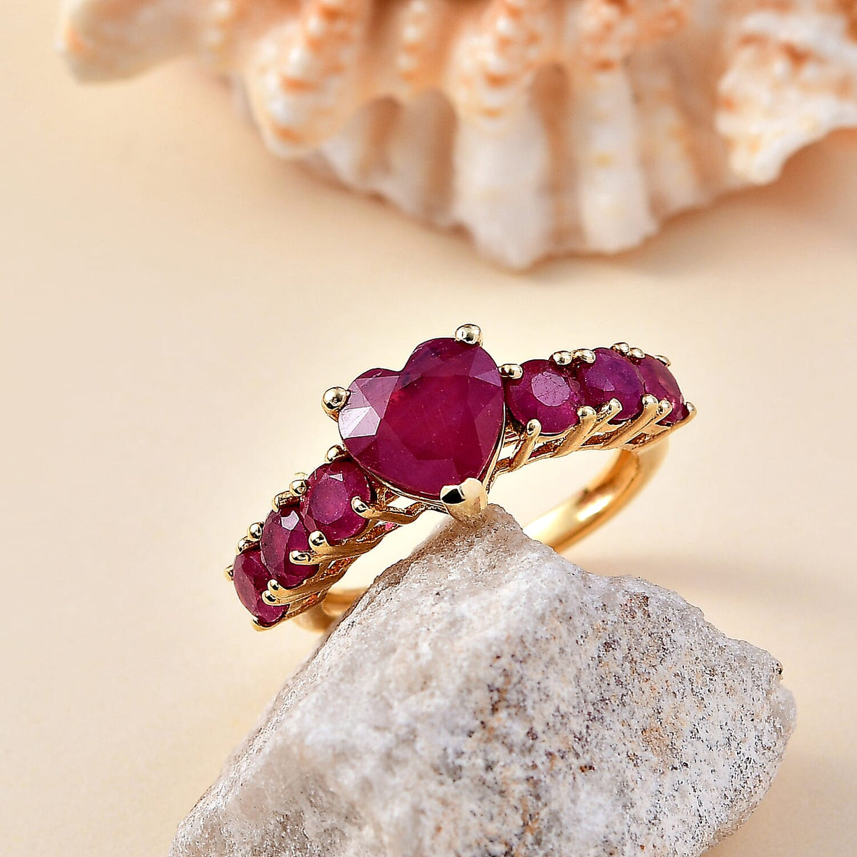 African Ruby Ring in 18K Vermeil Yellow Gold Plated Sterling Silver 4.5 Ct. 8031008 2