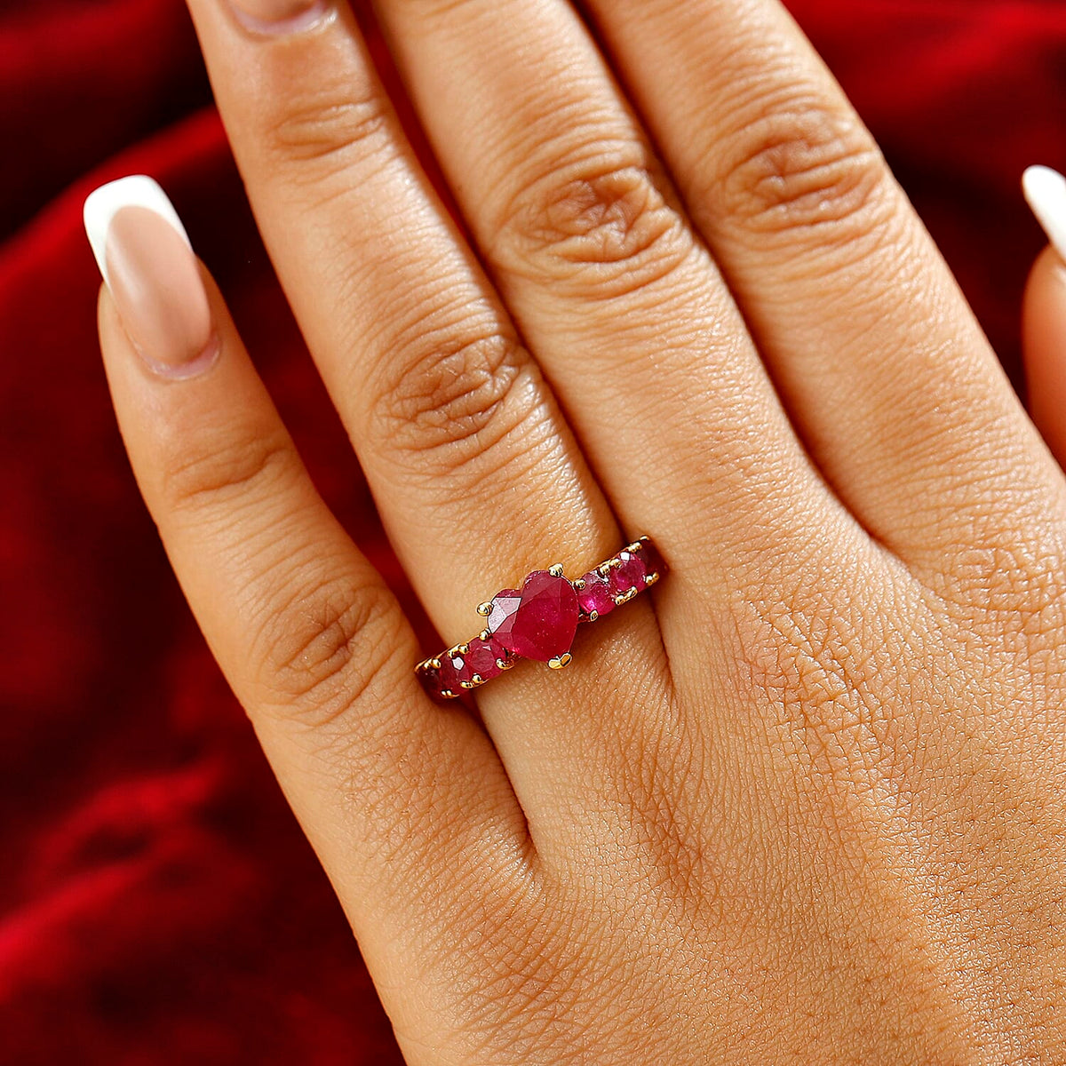 African Ruby Ring in 18K Vermeil Yellow Gold Plated Sterling Silver 4.5 Ct. 8031008 3