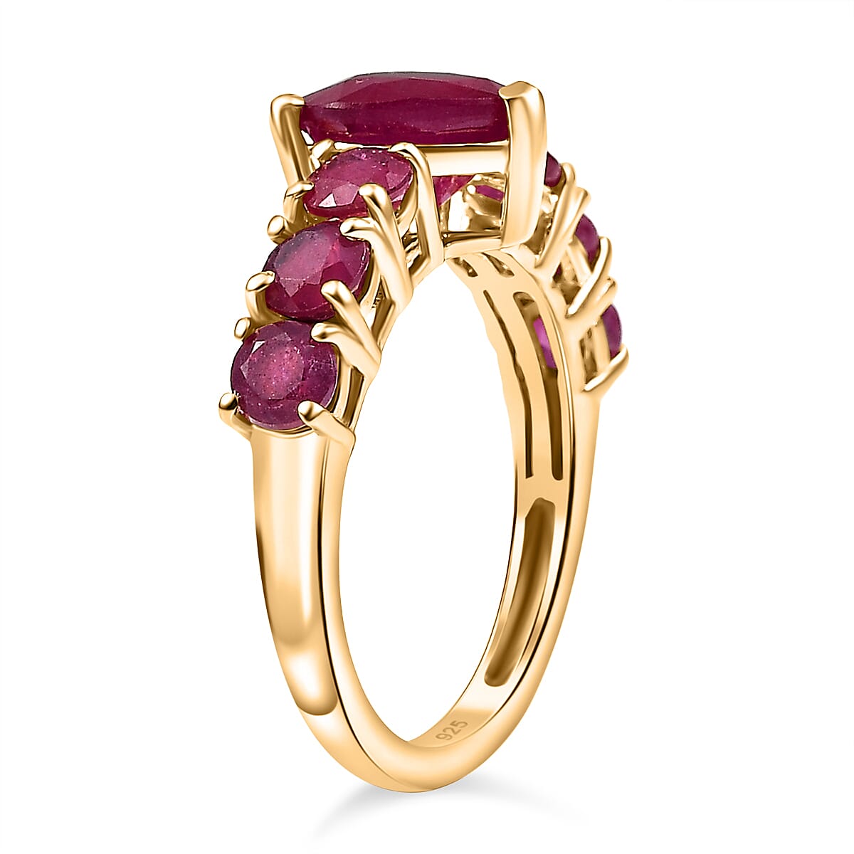 African Ruby Ring in 18K Vermeil Yellow Gold Plated Sterling Silver 4.5 Ct. 8031008 4