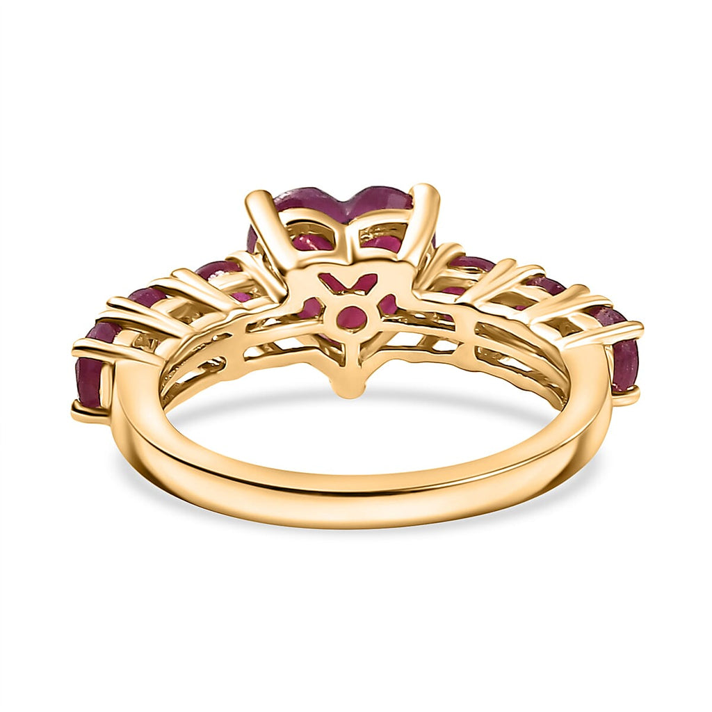 African Ruby Ring in 18K Vermeil Yellow Gold Plated Sterling Silver 4.5 Ct.