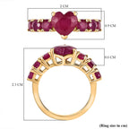 African Ruby Ring in 18K Vermeil Yellow Gold Plated Sterling Silver 4.5 Ct.