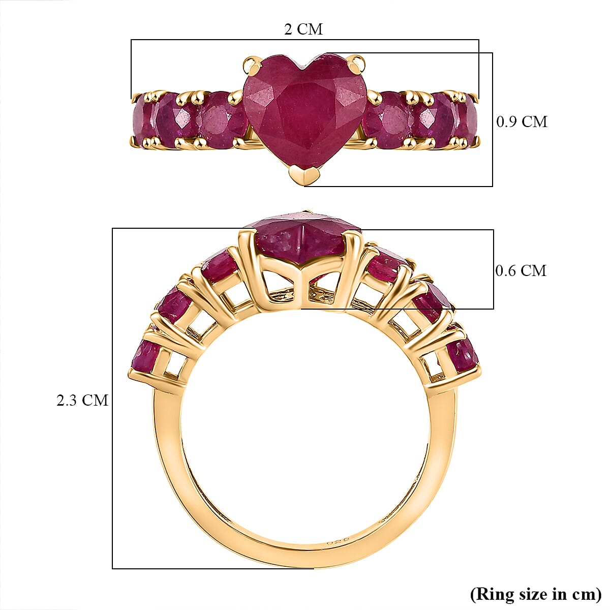 African Ruby Ring in 18K Vermeil Yellow Gold Plated Sterling Silver 4.5 Ct. 8031008 6