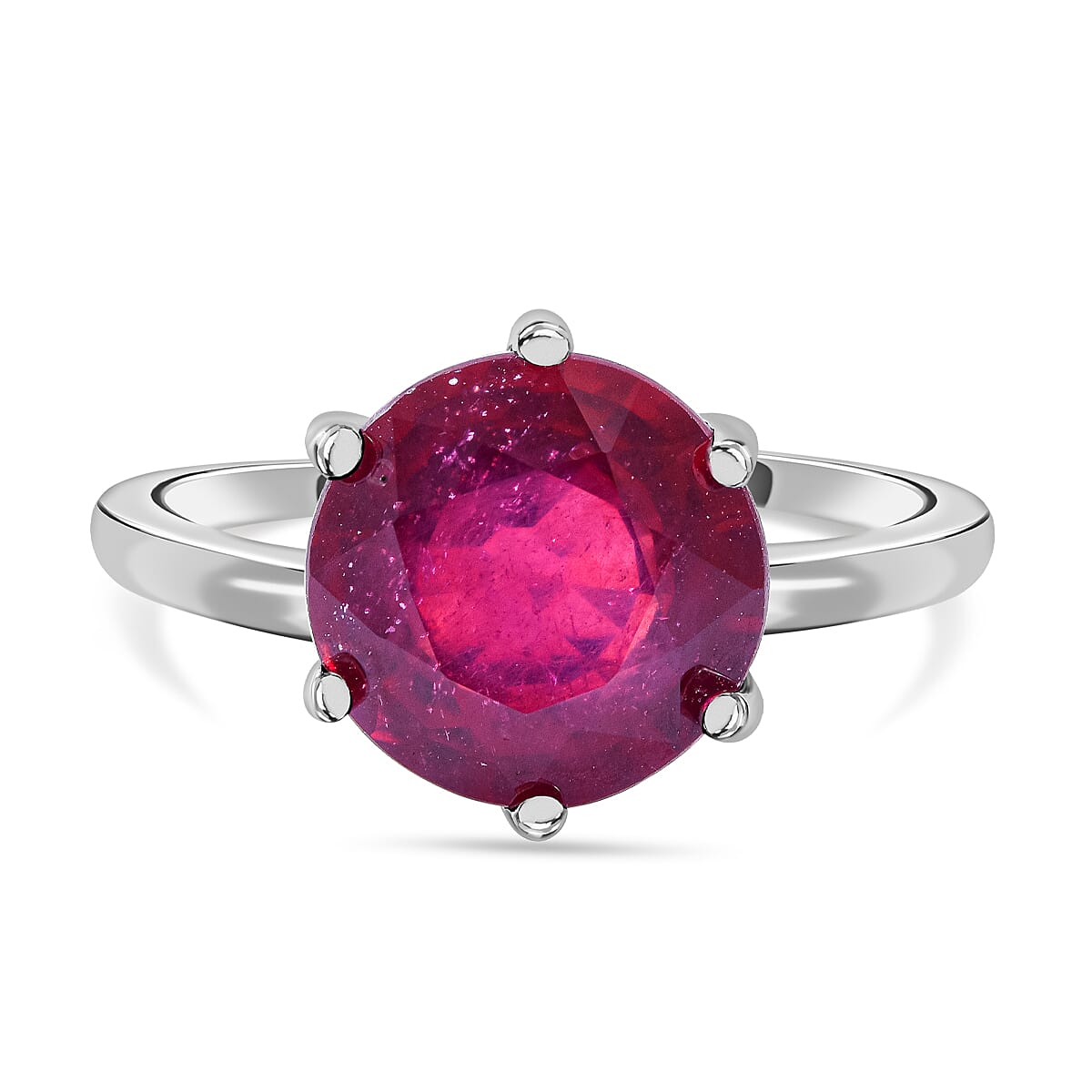 African Ruby Ring in Rhodium Overlay Sterling Silver 5.40 Ct. 7255863 0