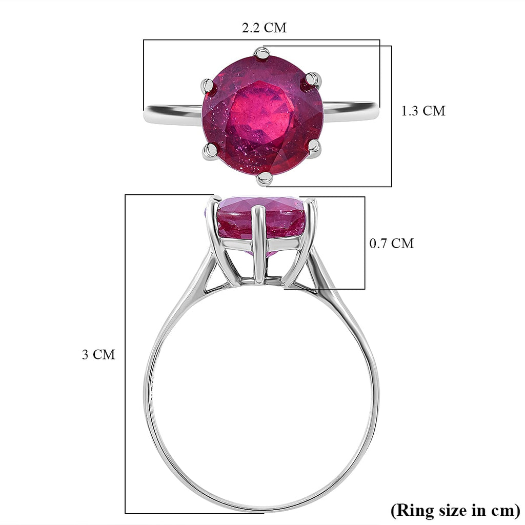 African Ruby Ring in Rhodium Overlay Sterling Silver 5.40 Ct.